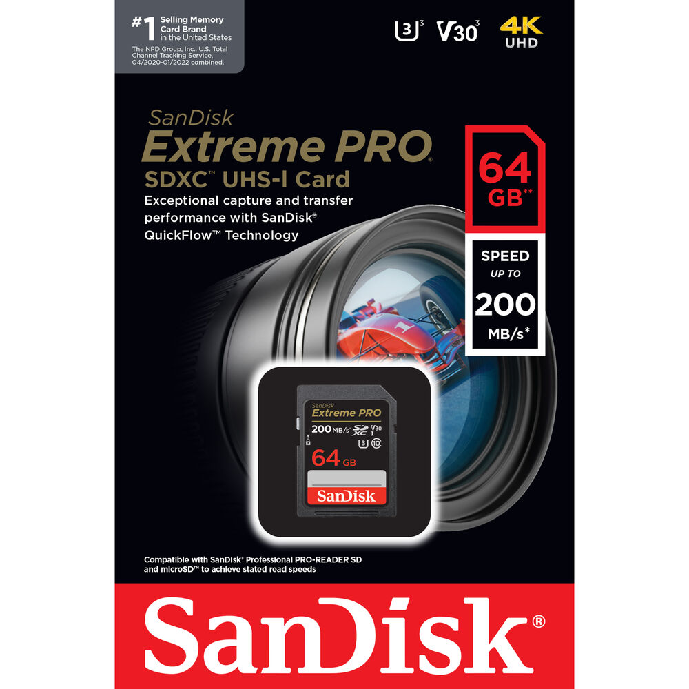 SanDisk SDHC 64GB Extreme Pro 200MB/s UHS-I Cass10 U3 V30 - 4